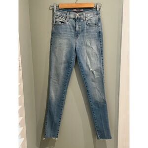 JOE'S Jeans Size 24‎ High Rise Ankle Skinny Distressed Fray Hem Light Wash
